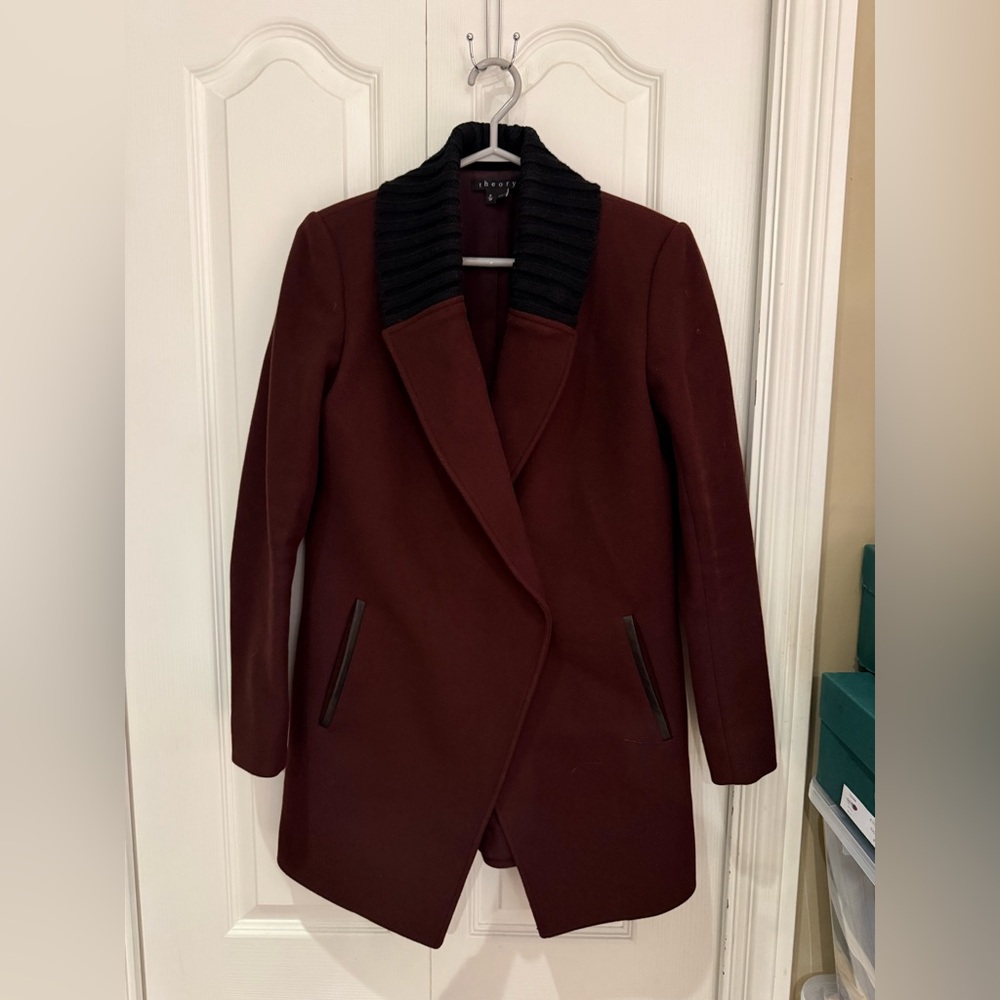 EUC theory maroon wool coat